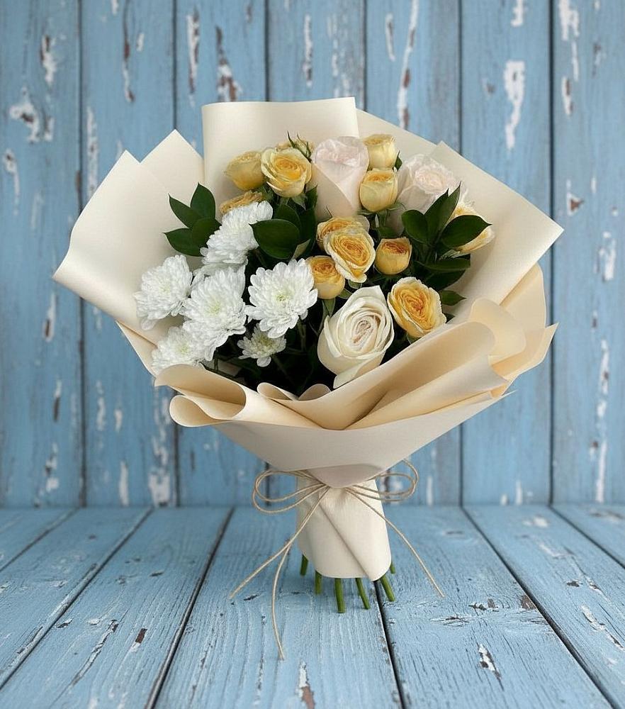 Букет цветов из: Розы и Хризантемы в Кобяково