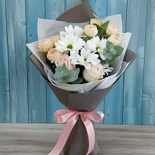 Букет цветов из:  Хризантемы и Розы #REPLACE_PRED# Кобяково