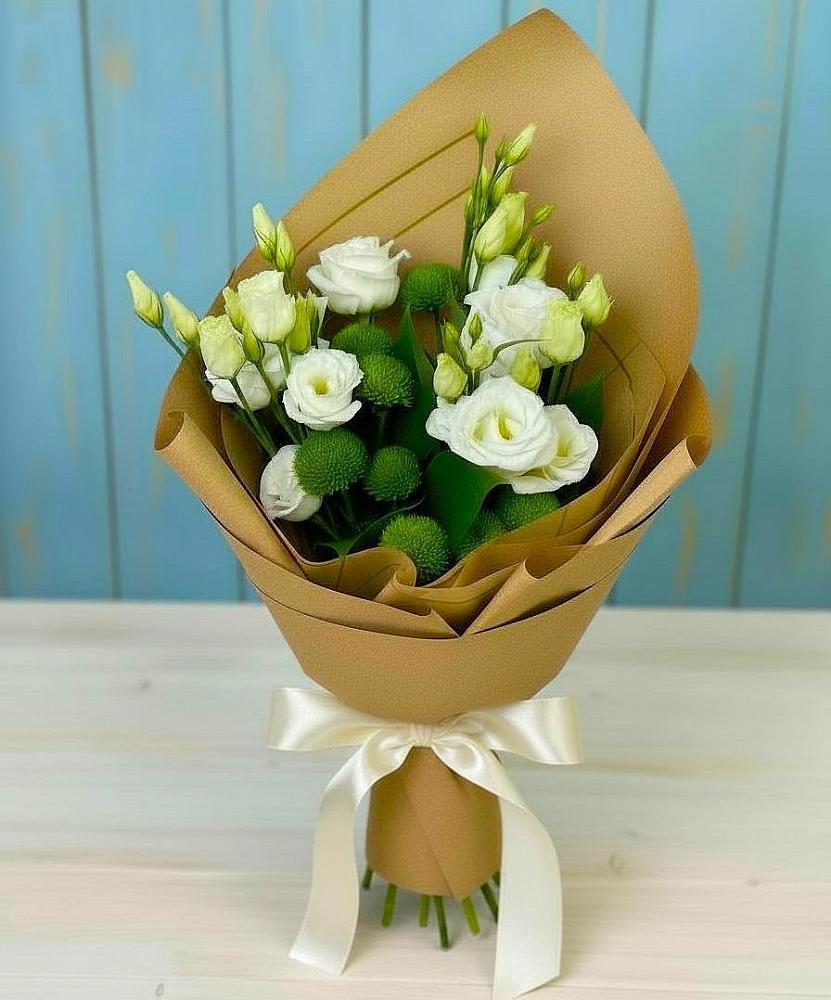 Букет цветов из: Хризантемы и Лизиантусы в Кобяково