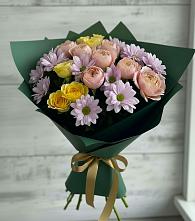 Букет цветов из:  Хризантемы и Розы в Кобяково
