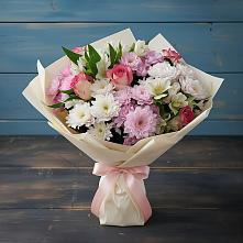 Букет цветов из:  Хризантемы, Альстромерии и Розы в Кобяково