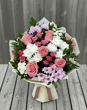 Букет цветов из:  Альстромерии, Гвоздики, Розы и Хризантемы #REPLACE_PRED# Кобяково