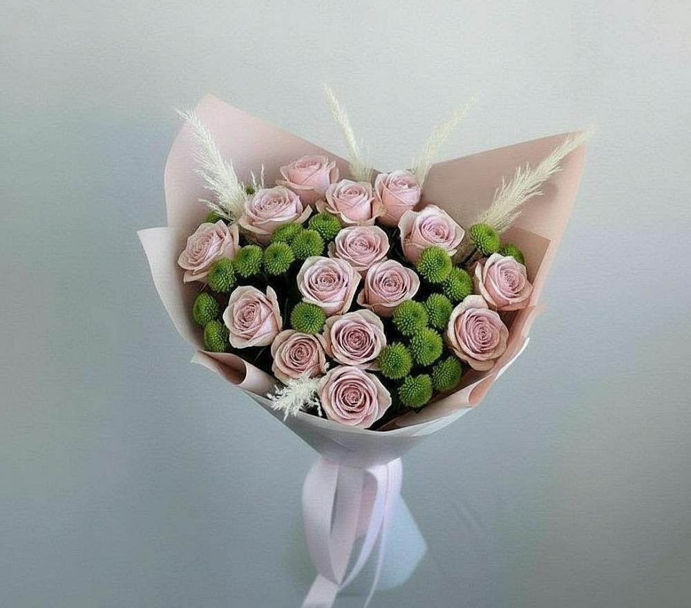 Букет цветов из: Розы и Хризантемы в Кобяково