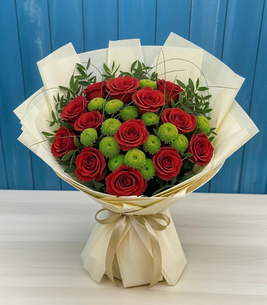 Букет цветов из: Розы и Хризантемы в Кобяково